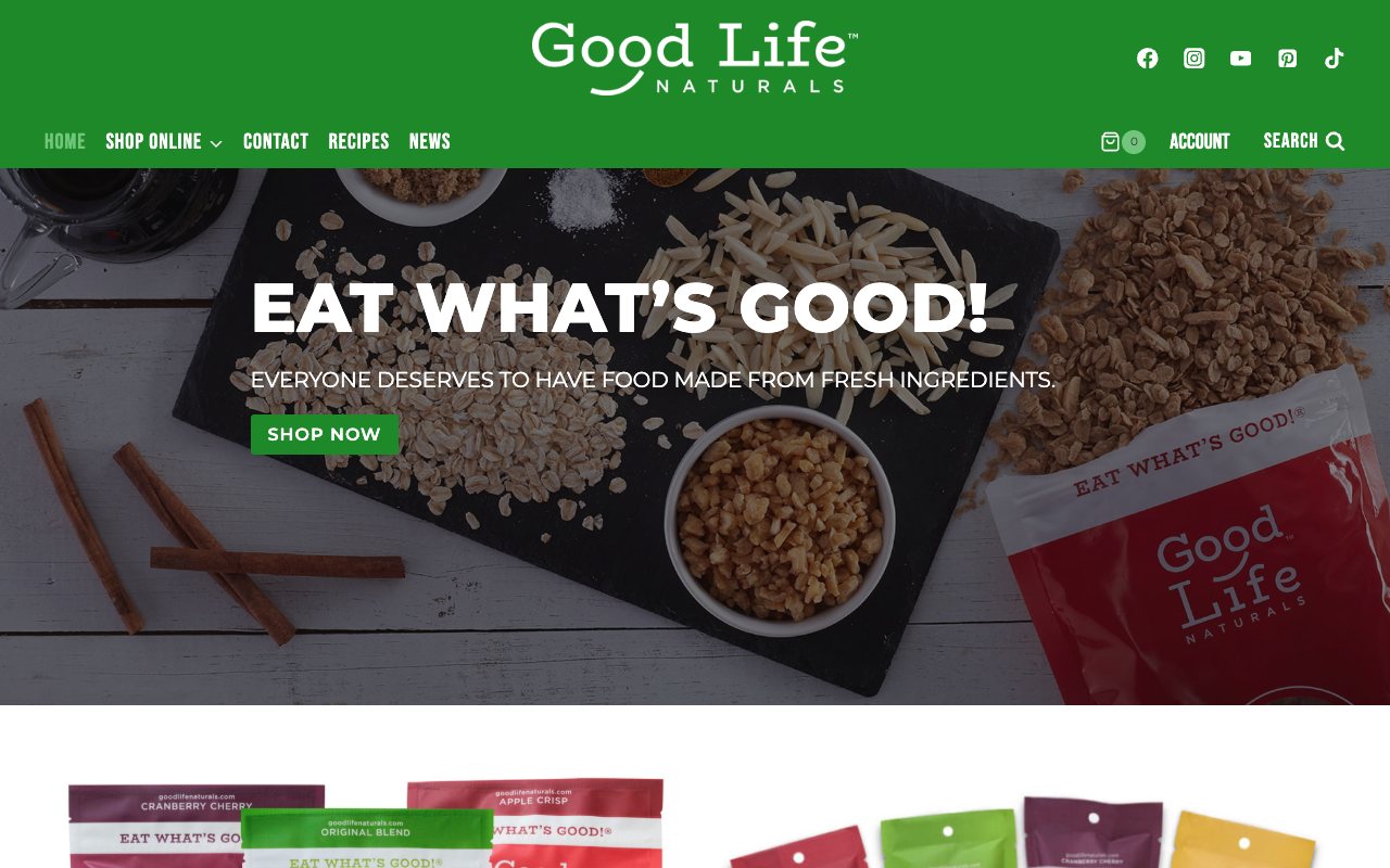 Good Life Naturals homepage