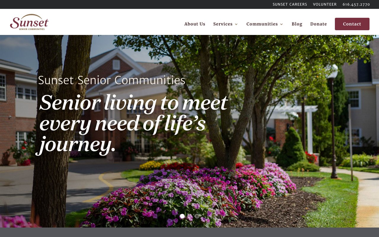 Sunset Senior Communities homepage